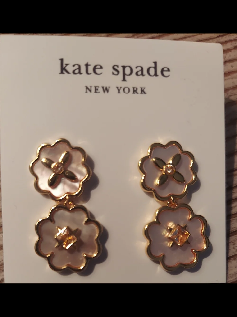 kate spade Gold and Blush Floral Double Drop Earrings